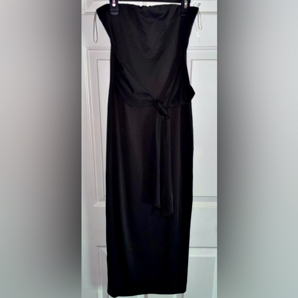 Black Silky Strapless Form Fitting Dress NWOT